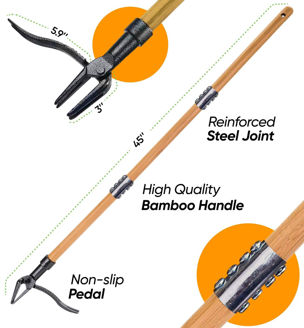 Craft911 Stand Up Weed Puller Tool with Long Handle - Dandelion Weeding Tool, No More Bending