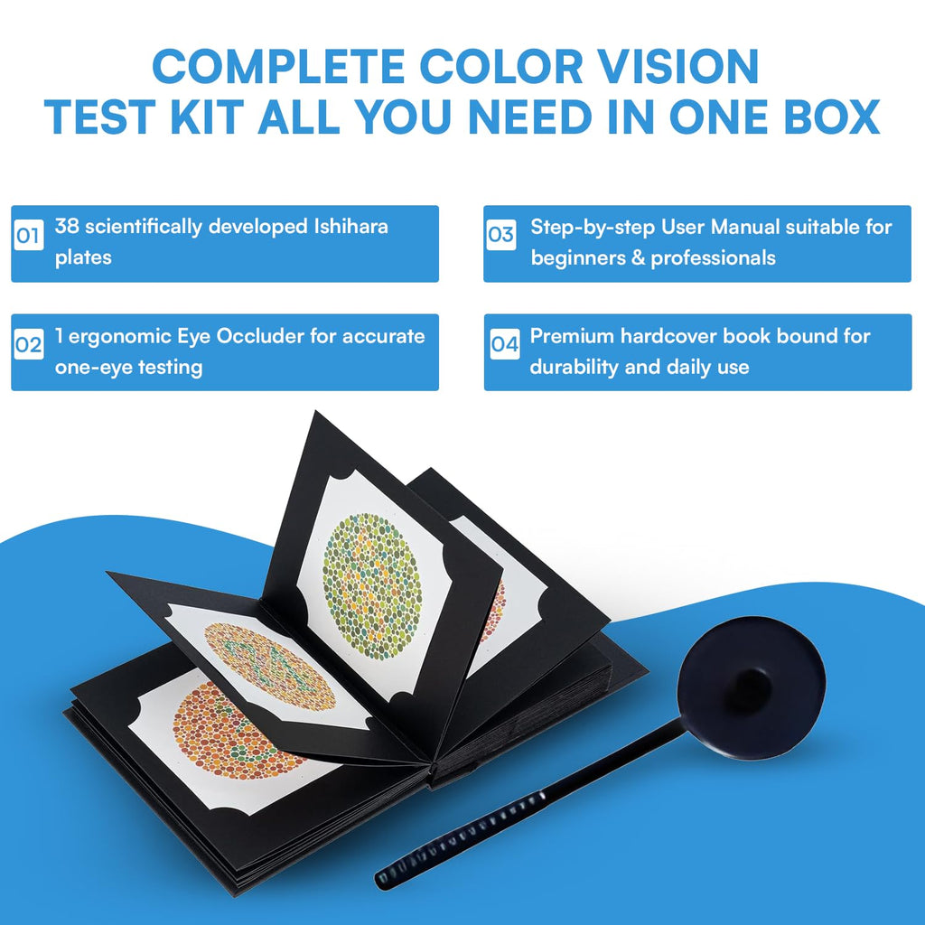 Ishihara Test Chart Books for Color Deficiency 38 Plates with User Manual and One Eye Occluder.