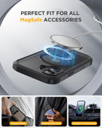 Miracase for iPhone 17 Case 6.3'', Full-Body Bumper Military Drop Protection Outdoor Phone case with Built-in Glass Screen &Camera Control,Easy Installation,No Gap,Compatible with MagSafe,Black