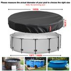 LXKCKJ 15 Ft Round Pool Cover, Solar Pool Covers for Above Ground Pools, Summer Pool Cover Protector with Cover Accessories, PE Tarp Ideal for Waterproof and Dustproof (Black)