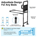 JOYCUDDLE Bed Rails for Elderly Adults Safety - Height Adjustable Bed Assist Rail for Seniors, Stable Bedside Handle with Non-Slip Grip & Pocket, Fits King Queen Full Twin Bed (Black)