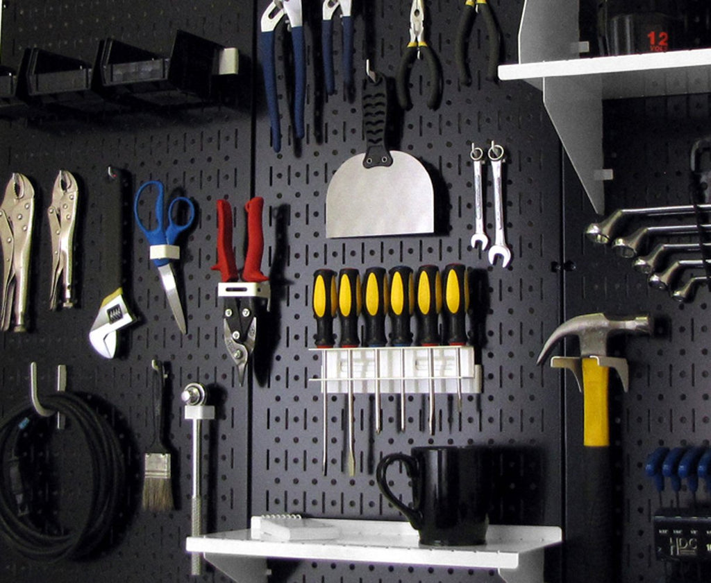 Wall Control 30-P-3232B Black Metal Pegboard Pack - (2) 32" Tall x 16" Wide Black Pegboards