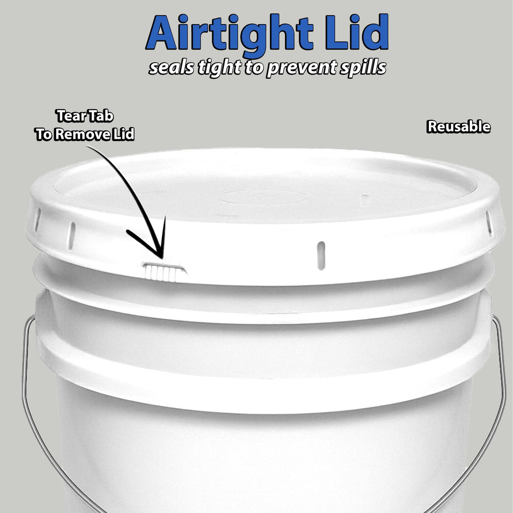 MKS Plastics 2-Gallon Bucket with Airtight Lid – Made in USA, Food Grade BPA Free Plastic, Heavy Duty Multi-Use, Metal Handle with Grip, Stackable Storage – White, 10 Pack