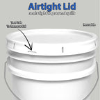MKS Plastics 2-Gallon Bucket with Airtight Lid – Made in USA, Food Grade BPA Free Plastic, Heavy Duty Multi-Use, Metal Handle with Grip, Stackable Storage – White, 10 Pack