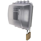 Sealproof 2-Gang Weatherproof Lockable In Use Electrical Power Outlet Cover, Two Gang, UL Extra Duty Compliant, 45-in1, Plastic Clear Frost