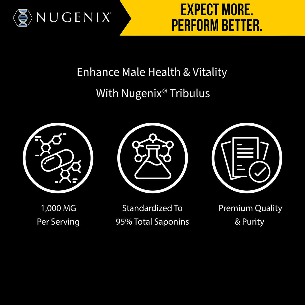 Nugenix Essentials Tribulus Terrestris for Men Extract - 95% Total Saponins, 1000mg High Potency, Extra Strength, 120 Count