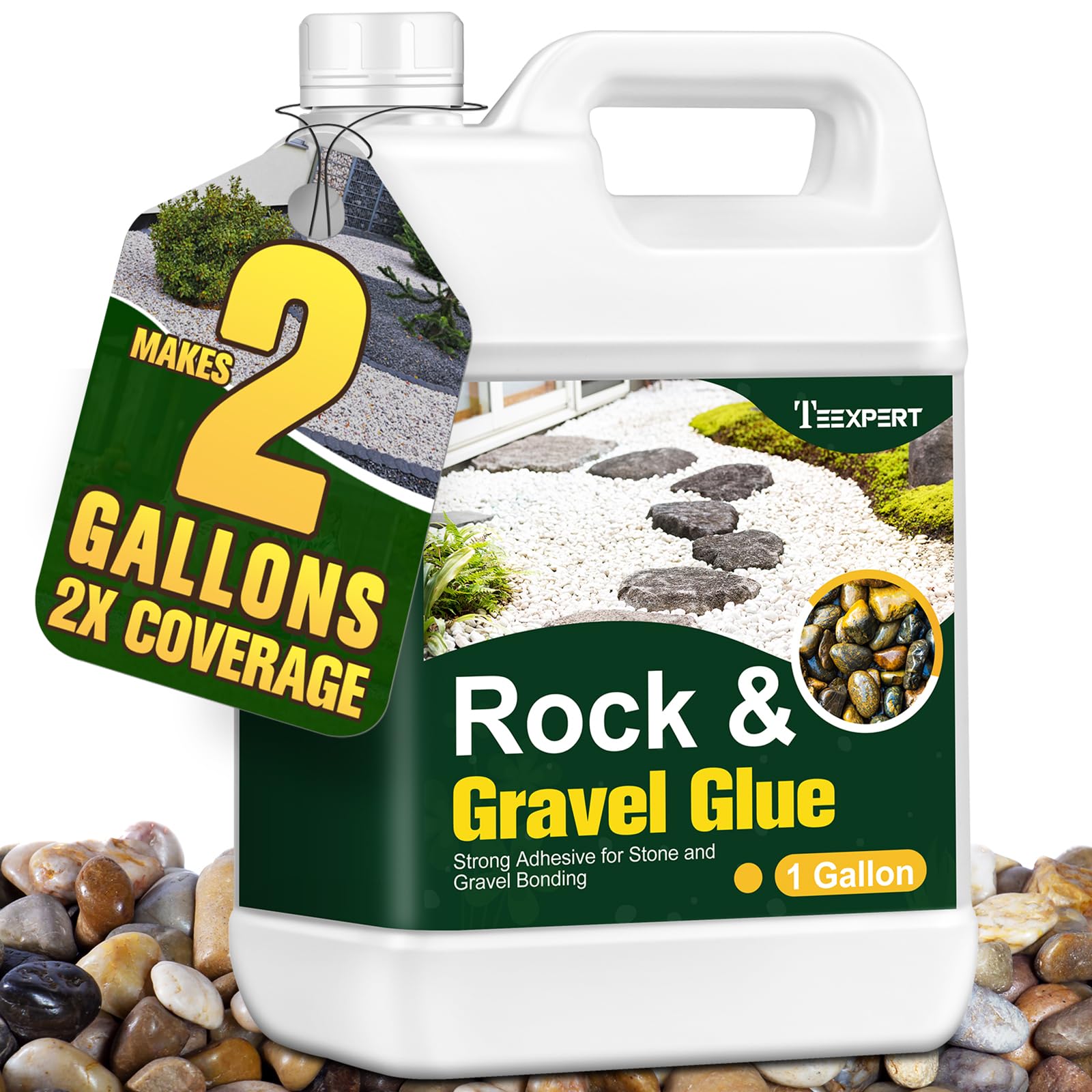 Teexpert 30OZ Rock Glue for Landscaping - Strong Gravel & Stone Adhesive for Walkways, Yards, Patios, and Driveways