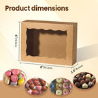 NEKSUNBAK 50 Pcs 8x6x2.5 Inch Brown Cookie Boxes with Window, Pastry Box for Chocolate Strawberries, Macarons, Truffles, Perfect for Thanksgiving Day, Mother's Day, Christmas Party Favors & Holiday
