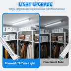 Romwish 2FT LED Tube Light, T8 T10 T12 Type B LED Light Bulb, 10W(24W Equiv.), 5000K Daylight, 1120LM, 24 Inch F20T12 Fluorescent Replacement, Remove Ballast, Double-Ended Power, Clear Cover, 4 Pack