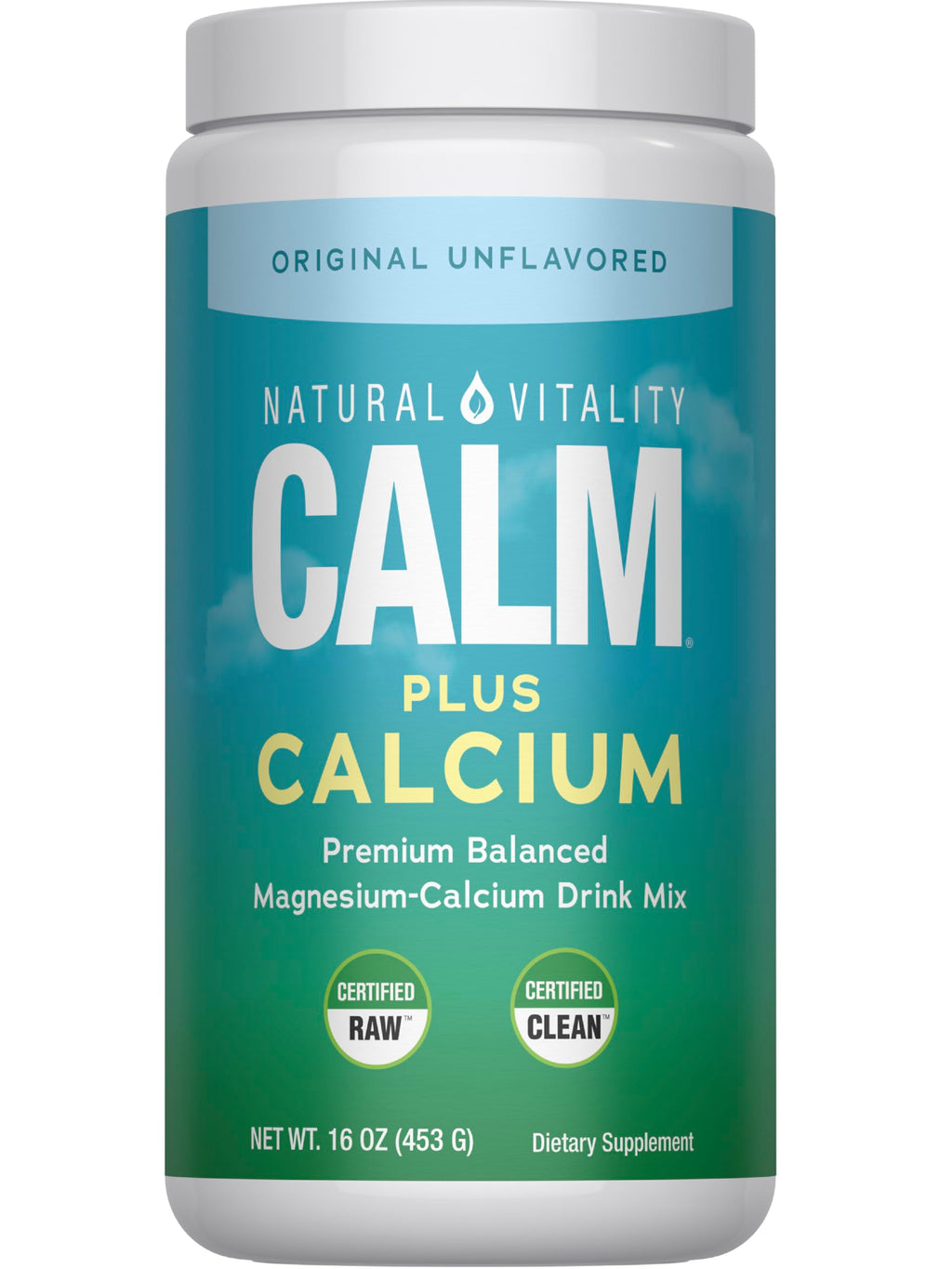 Natural Vitality Calm, Magnesium Citrate & Calcium Supplement, Drink Mix Powder Supports a Healthy Response to Stress, Gluten Free, Vegan, & Non-GMO, Original, 16 oz