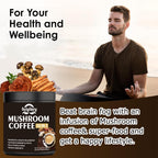 Suiyilary Mushroom Coffee, 10 Mushroom Extract Powder Blend Lion's Mane, Reishi, Chaga, Cordyceps, Turkey Tail, Brain Supplements with Instant Coffee for Energy, Focus, Memory and Immunity 300g