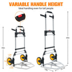 380 LB Capacity Folding Hand Truck Heavy Duty Foldable Dolly Cart with Wheels, Aluminum Collapsible Hand Cart Portable Trolley Dolley with Telescoping Handle for Moving Use Gorpuire