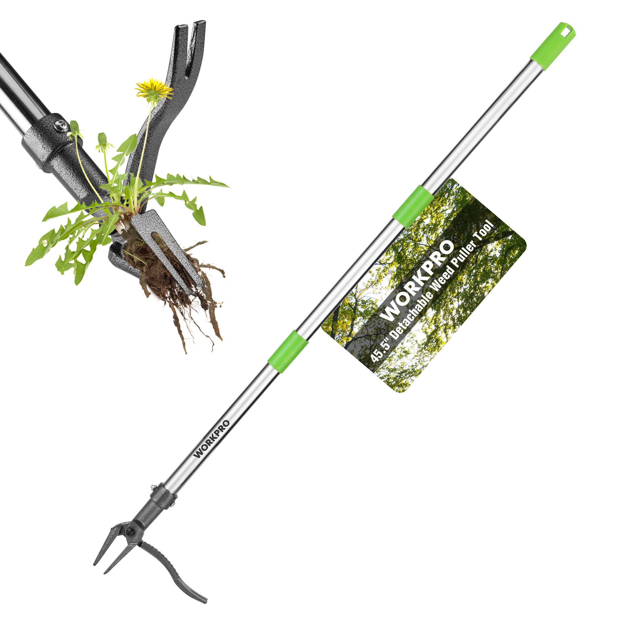 WORKPRO Weed Puller Tool with Long Adjustable Handle (33", 46")