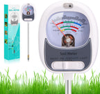 HSLGOVE 4-in-1 Soil Test Kit – Soil Moisture Meter, pH, Fertility & Sun-Light, No Battery Required, Large Dial Soil Tester for Indoor & Outdoor Gardening, Lawn, Farm –Paper White
