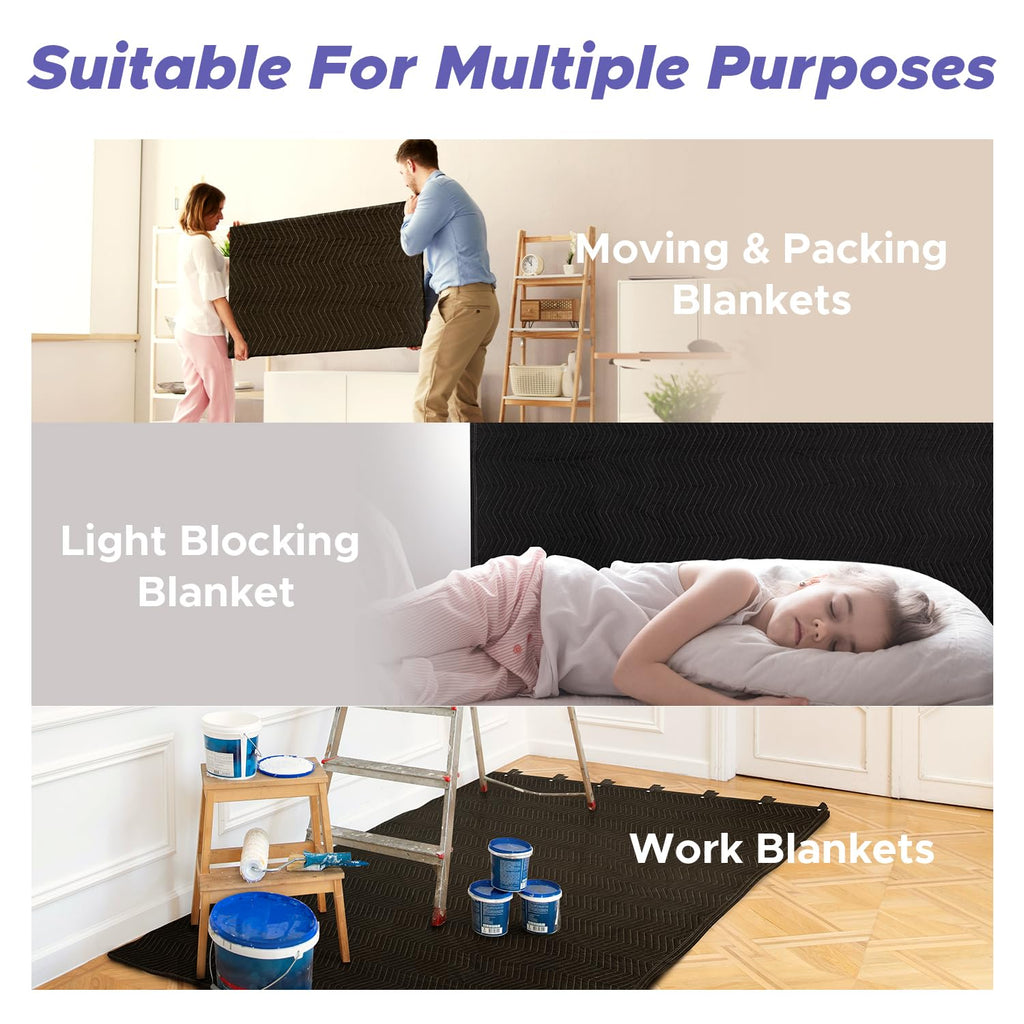Starfavor 2 Pcs Large Sound Dampening Blanket 96" x 80" Heavy Duty Soundproof Blanket Noise Reduction Studio Sound Absorption Curtian/Light Blocker/Moving Blanket