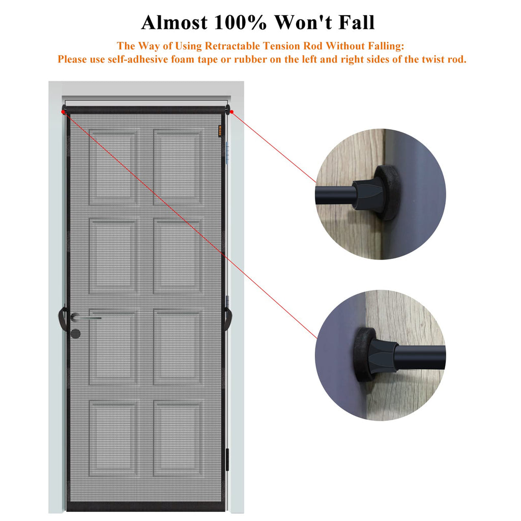 MAGZO Hanging Screen Door, Fits Door Size 28" x 80" (Curtain Size 30'' x 81''), Upgraded Fiberglass Mesh Net with Tension Rod&Hook&Loop (One Piece Can be Installed in 2 Ways), Weighted Bottom, Grey
