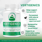 Vertigenics Supplement Capsules, Vertigenics Review, Vertigenics Advanced Formula Brain Health Support, Vertigenics Pills All Natural Formula, 60 Capsules for 1 Month