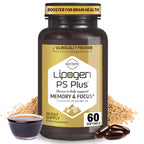 Lipogen PS Plus Brain Supplements for Memory and Focus - Premium Phosphatidylserine Brain Booster for Brain Health - Nootropic - 60 Softgels for One Month Supply