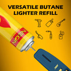 NEON Butane Fuel Refill, 300ml x 4 Cans Ultra Refined Lighter Fluid, Premium 99.999% Pure Butane Gas with Metal Nozzle and 5 Butane Adapter Tips for Torch Lighter, Kitchen Torches, Refillable Lighters