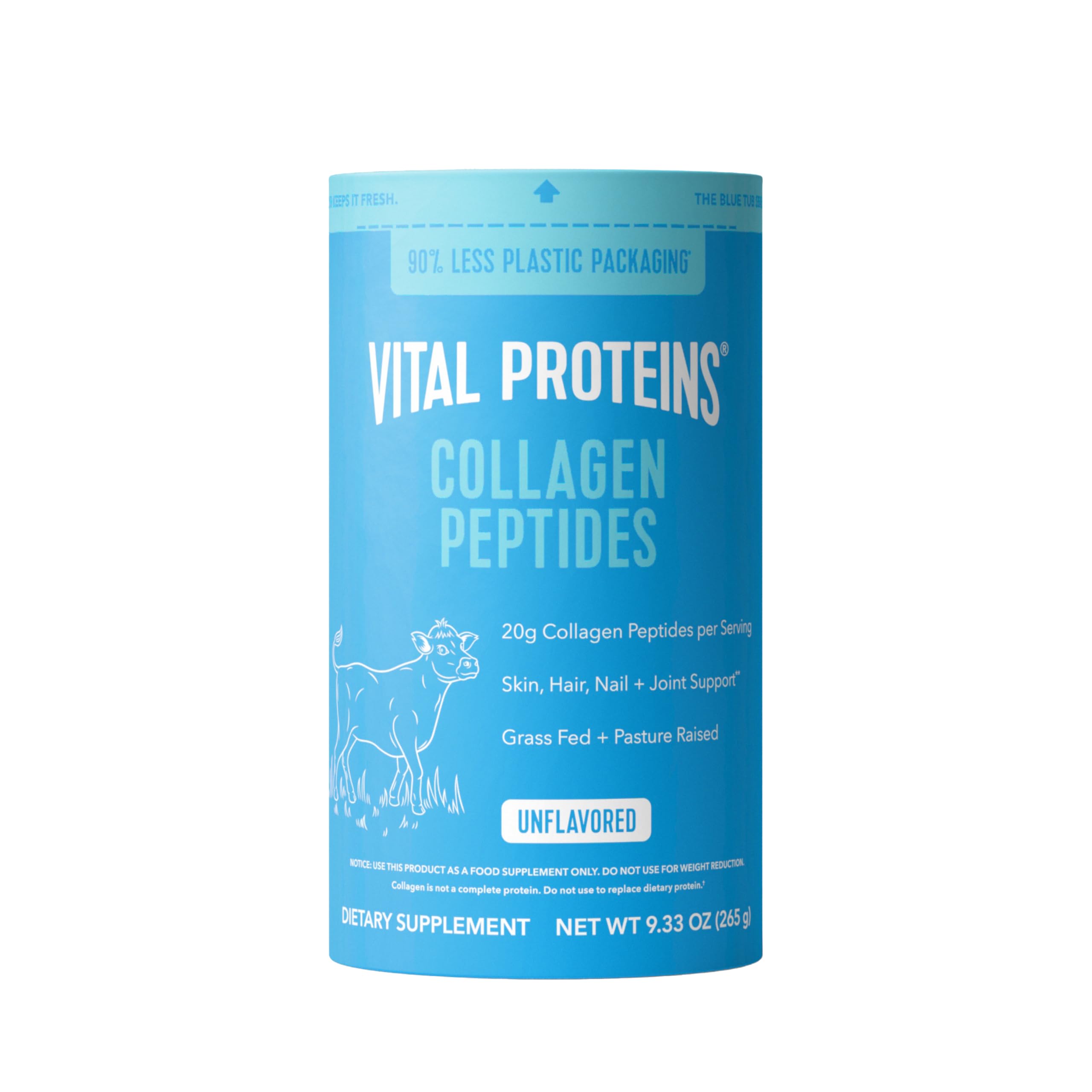 Vital Proteins Collagen Peptides Powder - Supports Hair, Nail, Skin, Bone & Joint Health, Unflavored, Collagen Protein 9.33 OZ