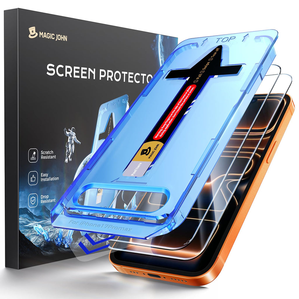 MAGIC JOHN for iPhone 17 Pro Max Screen Protector Tempered Glass 6.9 inch