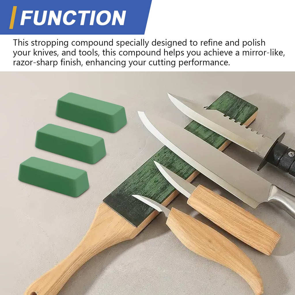 SCOTTCHEN Stropping Compound, 4 Oz, Fine Green Buffing Polishing Compound, Leather Strop Compound, Honing Compound for Knife Polishing-3Pack