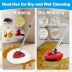 Mop Heads Replacements for Ocedar, Mop Replace Head for o Cedar Easywring 1 Tank, Spin Mop Replacement Head Mop Heads Include 4 Pack Spin Mop Refills, 1 Pack Scrubber Mop Head and 1 Mop Base