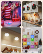 Puck Lights with Remote, Rechargeable White&13 RGB Colors Tap Lights, 6Pack