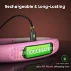 Glocusent Reading Light,Pink Neck Light,80-hr Rechargeable Book Light