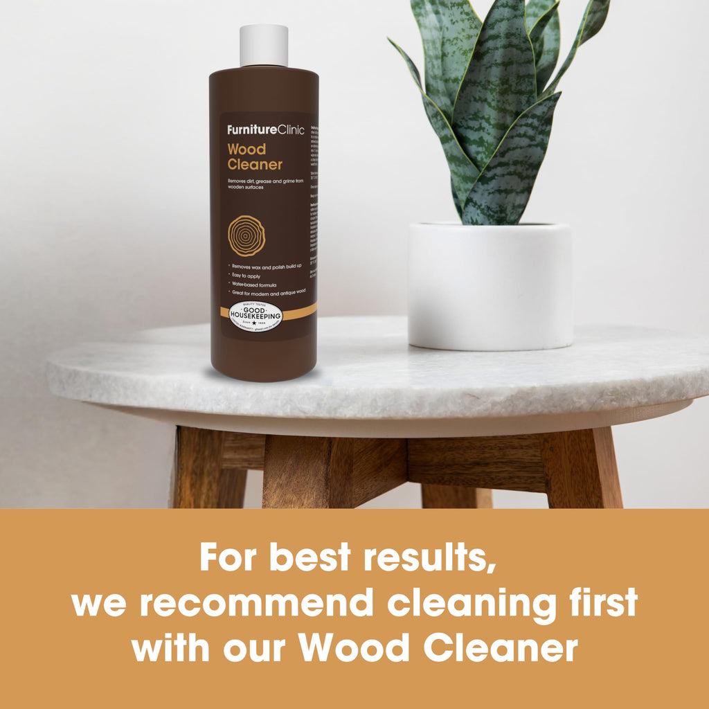 Furniture Clinic Danish Oil | Wood Care for Interior & Exterior Furniture | Restore, Seal & Protect Oak, Pine, Teak & More | Non-Toxic Natural Satin Finish | Repels Water, Stains, Dirt | 17oz/500ml
