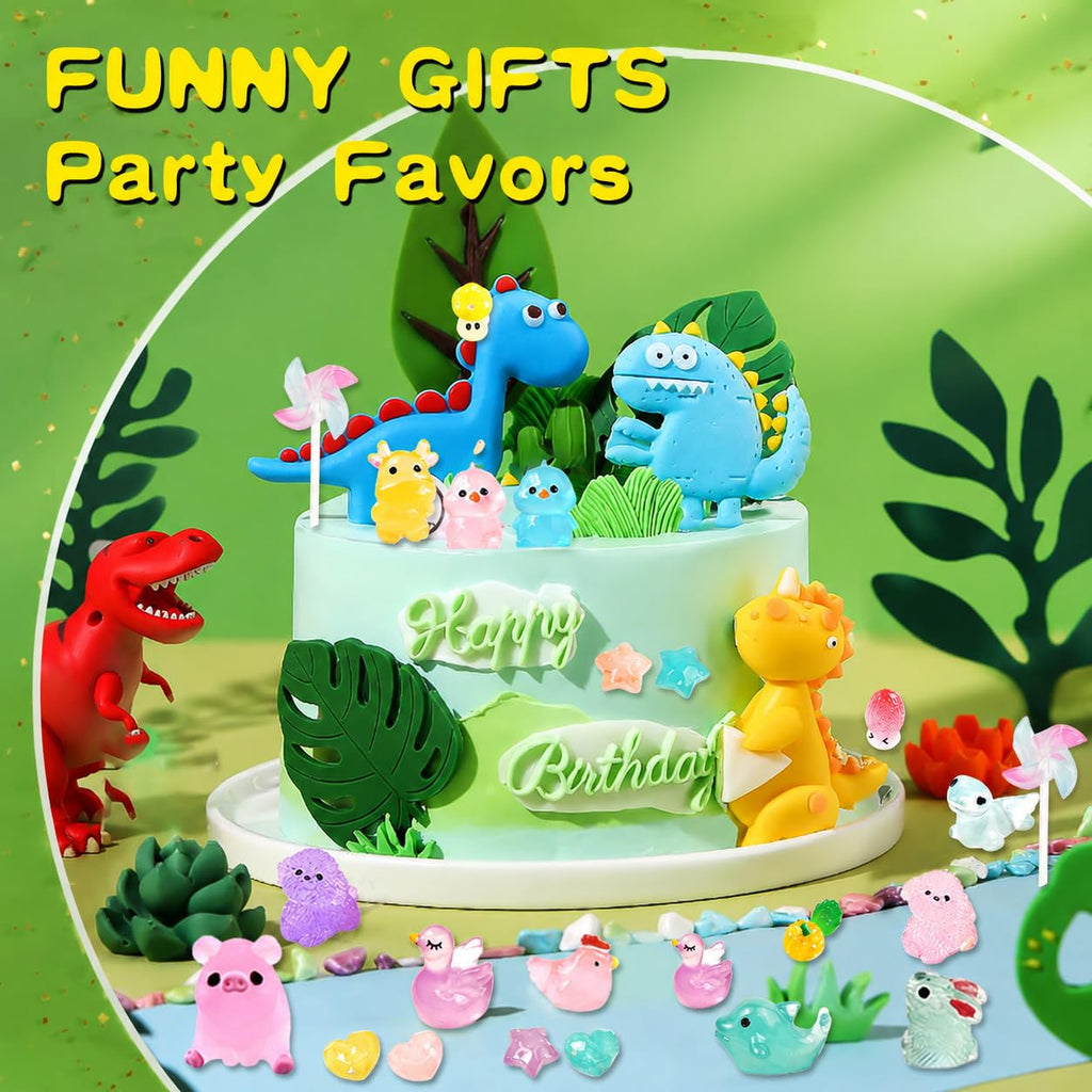 LJMBOEN 400pcs Luminous Mini Resin Animal in The Dark Tiny Miniature Figures Ornament Duck Frog Mushroom Owl Dog Rabbit Crab Dolphin Shell Fairy Garden Accessories Aquarium Landscape Bonsai Decor