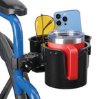 JOYTUTUS Wheelchair Cup Holder, 2-in-1 Walker Cup Holder with 6.4'' Large Storage Box, Drink Holder for Bottle with Handle, Fit for Wheelchair, Walker, Rollator, Stroller, Camper, Golf cart (Large)