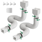 2 Pack Rain Gutter Downspout Extensions, Upgraded Flexible Drain Down Spout Extender for Rain Water Drainage, Each Extendable from 20" to 66", Combine to 10 ft with Connector(White)