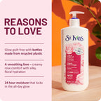 St. Ives Smoothing Hand & Body Lotion for Women with Pump, Daily Moisturizer Rose and Argan Oil for Dry Skin, Made with 100% Natural Moisturizers, 21 fl oz, 4 Pack