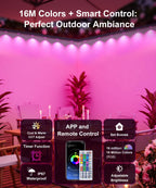 MuliVid 150Ft Permanent Outdoor Lights,Smart RGB Outdoor Lights with Remote APP Control, IP67 Waterproof Outside Light for House for Christmas, Halloween, Holiday, Party, Daily