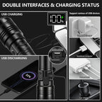 PHIXTON Rechargeable Flashlights 100000 High Lumens Long Range 3280 FT, Super Bright USB C LED Flashlight Long Lasting 15 Hours, Powerful Multifunctional Strong Flash Lights, for Camping