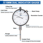 Rpeconu Dial Indicator with Magnetic Base, 0-1"×0.001" Precision Dial Test Indicator Set, Adjustable Long Arm Magnetic Dial Indicator Base Holder for Workshop, Lab & Mold Making