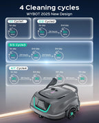 [2026 New] WYBOT A1 Robotic Pool Cleaner – Dual-Layer Filtration, 120-Min Runtime, Powerful Cordless Pool Vacuum for Above-Ground & Flat Pools, Efficient Debris Removal & Auto-Parking Design (Gray)
