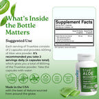 NatureCity True-Aloe Gut Health Support – 80,000mg Aloe Vera Gel Equivalent Per Serving – Organic Aloe Vera (120 Capsules) for Digestive, Skin & Joint Support | Small Easy-to-Swallow Pills