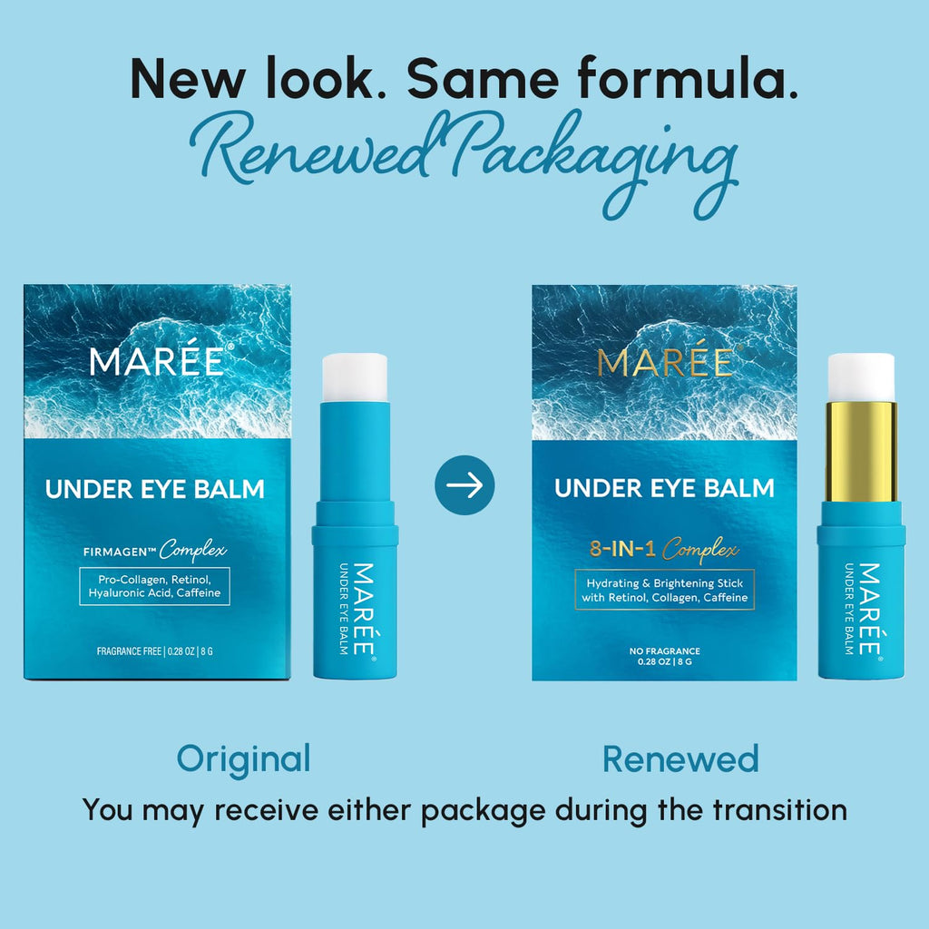 MAREE Under Eye Balm Stick Hydrating – 2 PACK Retinol Caffeine Under Eye Brightener Stick for Older Women – Collagen Undereye Cream for Dark Circles & Wrinkles – Skin Care Treatment Moisturizer