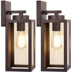BesLowe Outdoor Wall Light Fixtures, Exterior Waterproof Wall Lanterns, Brown Porch Sconces Lighting with E26 Sockets, Modern Outside Lights for House Patio Front Door Entryway, 2-Pack