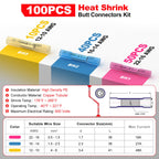 Heat Shrink Wire Butt Connector Kit Marine Waterproof Crimp Splice Terminal
