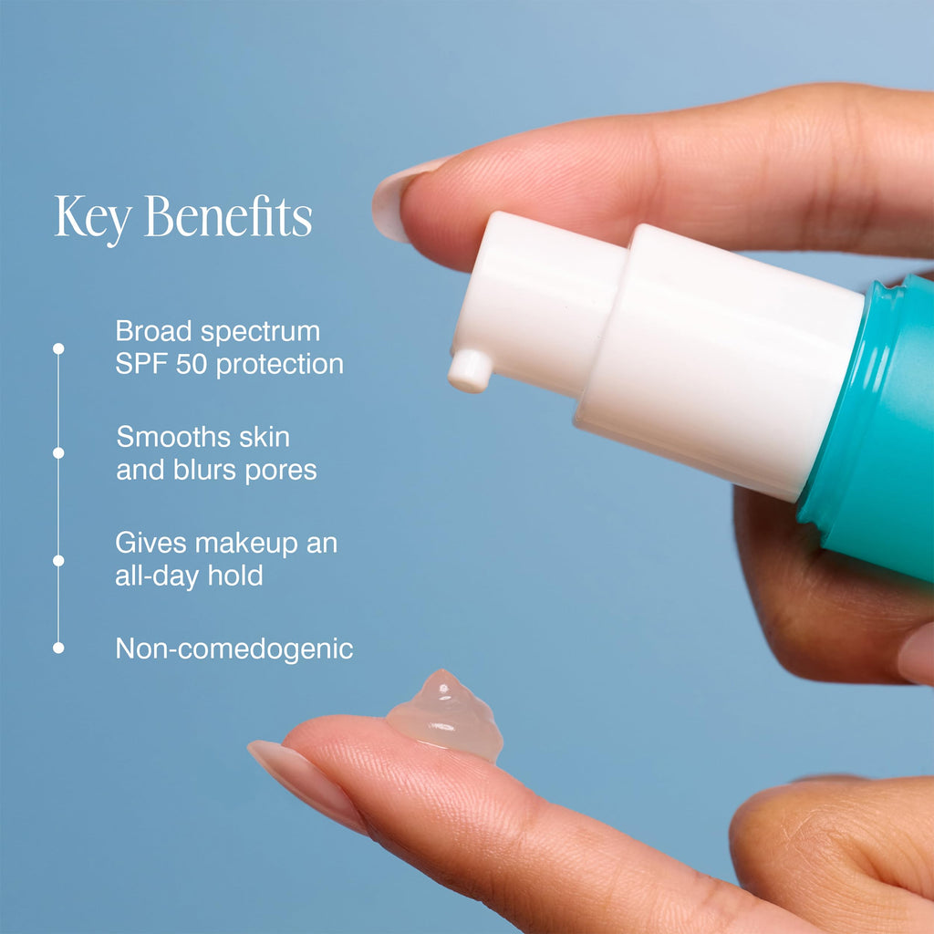 COOLA SunBlur Makeup Primer with SPF 50, Matte Finish, Sets Makeup for 8 Hour Wear, Dermatologist Tested Sunscreen, Paraben Free, Vegan, 1.0 Fl Oz