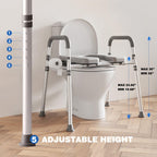 Loyoda Toilet Seat Risers for Seniors, Raised Toilet Seat with Padded Handles & Seat, 400 LBS Raised Toilet Seat with Adjustable Height & Width for Pregnant, Disabled, Handicapped,(Gray)