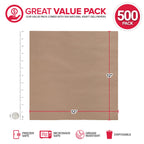 Stock Your Home 12 x 12 Grease Proof Deli Wrappers (500 Pack) - Pre Cut Natural Wax Paper Sheets - Recyclable Food Basket Liners -Kraft Deli Squares For Sandwiches, Lining Wire Food Baskets, Food Tray