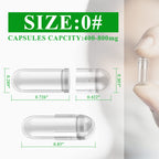 wananfu Size 0 Empty Capsules Vegetarian (1000 Count) Bundle with Micro Lab Spoon, Clear Fillable Veggie Pill Capsules Size 0 for Making Your Own Supplements