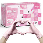 WECARE Pink Disposable Nitrile Gloves Medium - 200 Pack - 3 Mil - Powder and Latex Free - Non-Sterile - Food Safe Gloves