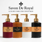 Savon De Royal Luxury Pack of 3 Liquid Hand Soap, Jasmine/Musk Vanilla/Vanilla Orange Bathroom Soap Hand Wash Refillable Bottle Gift 50.7 Fl Oz