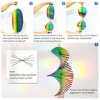 Aoedelyart Wind Spinner Rainbow Wave Wind Spinners for Yard and Garden,15in Hanging Kinetic Yard Art Wind Sculpture,3D Wind Spinners Outdoor & Indoor Rainbow Helix Garden Decor Christmas Ornaments