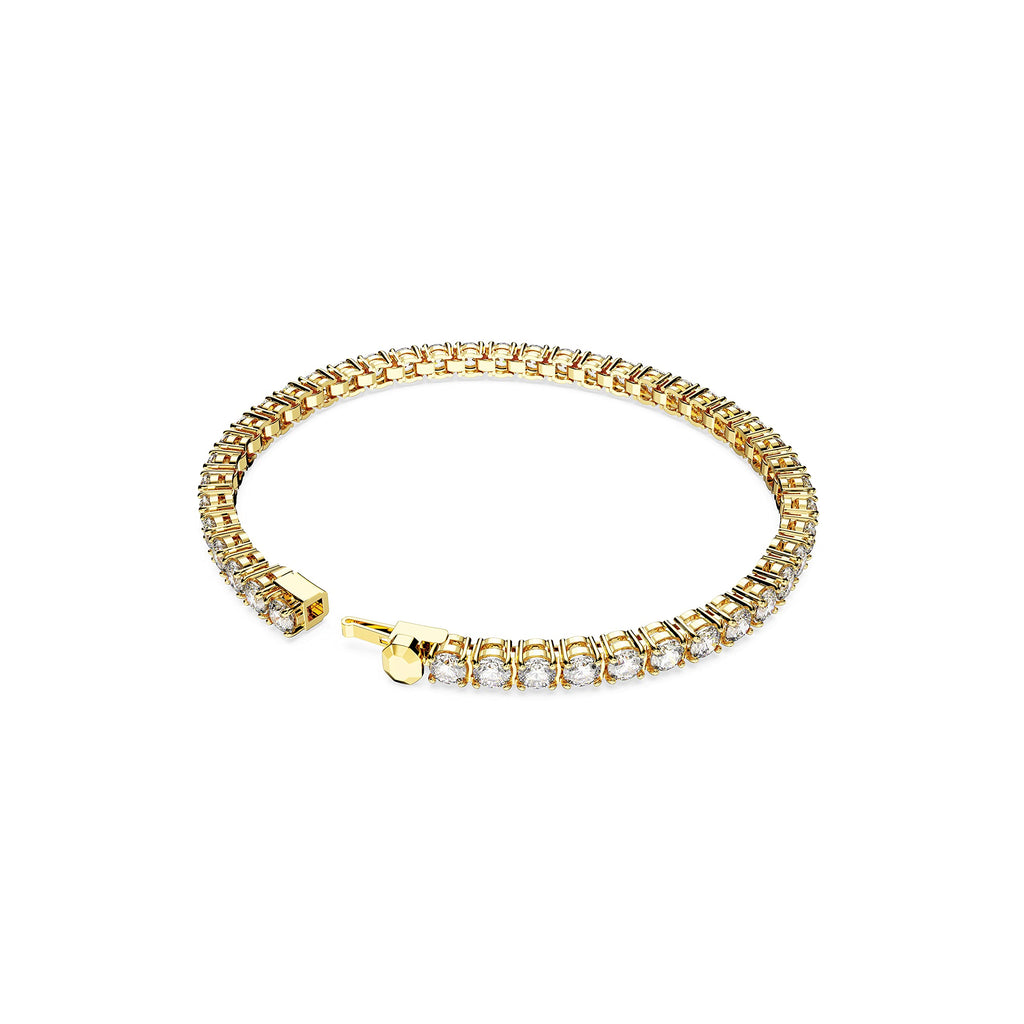 Swarovski Matrix Tennis Bracelet, Round Clear Stones on Gold-Tone Finished Band, Size M, Part of the Matrix Tennis Collection